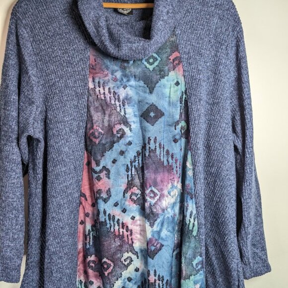 Women's Cal Style Long Sleeve Asymmetrical Tunic Sweater Size 2XL Lagenlook Y2K - Picture 3 of 7